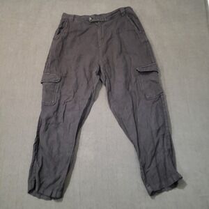 Rachel Roy Pants Womens Size Large Linen Utility Pocket Gray